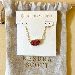 New Kendra Scott Gold Pink Drusy Elisa Necklace